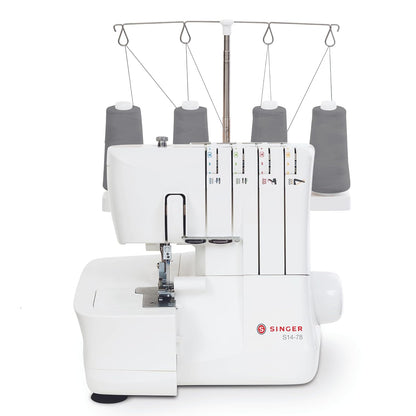 SINGER S14-78 Serger con kit de accesorios | Máquina Overlock con capacidad de puntadas 2-3-4, 1200 puntadas/minuto, alimentación diferencial, luz LED y brazo última intervensión, blanco