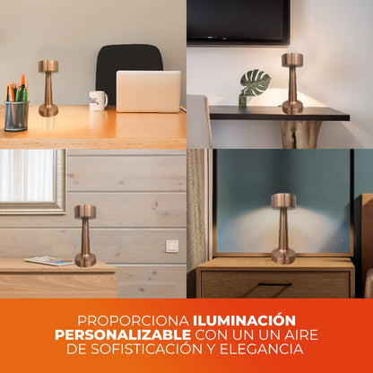 Tecnolite - Lámpara de Mesa LED 3 W Portátil, Recargable, Luz Blanca Ajustable y Atenuable Táctil, Lámpara Interior para Restaurante