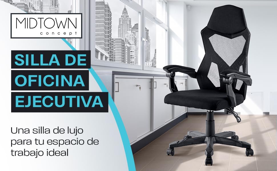 Midtown Concept Silla de Oficina Ergonomica Reclinable Negra