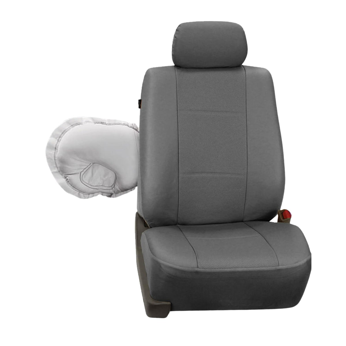 FH GROUP FH-PU007217 3 Row Deluxe Leatherette Car Seat Covers w. 7 Headrests, Airbag Compatible and Rear Split Bench, Gray Color