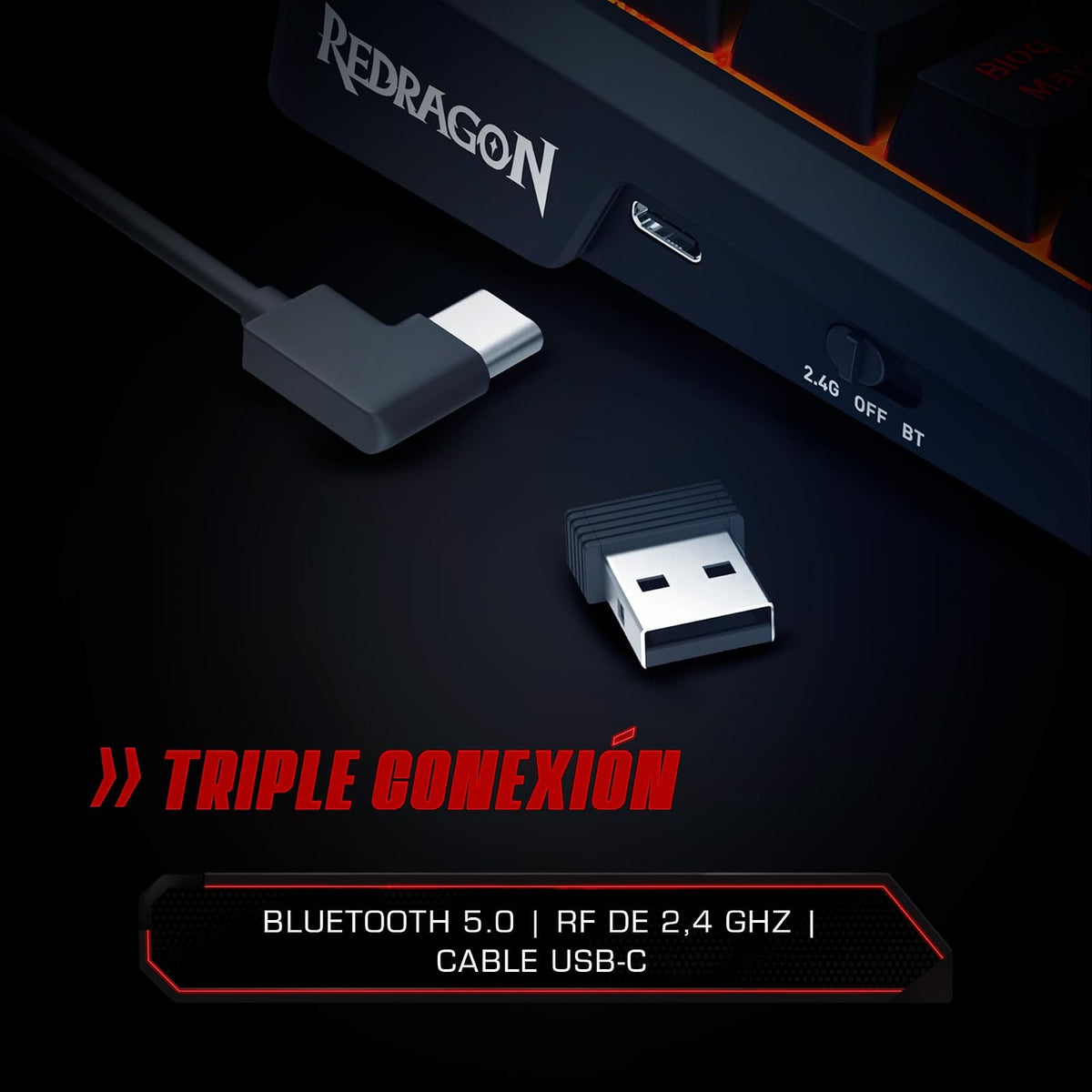 Redragon Teclado Gamer Mecanico Ucal K724 RGB, Inalambrico, LCD, Español