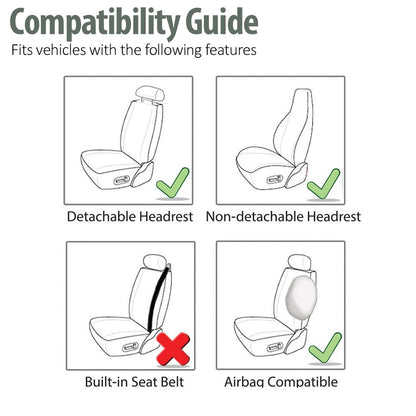 FH GROUP FB107BLACK102 Black Premium Fabric Bucket Car Seat Cover, Set of 2 (Airbag Compatible)