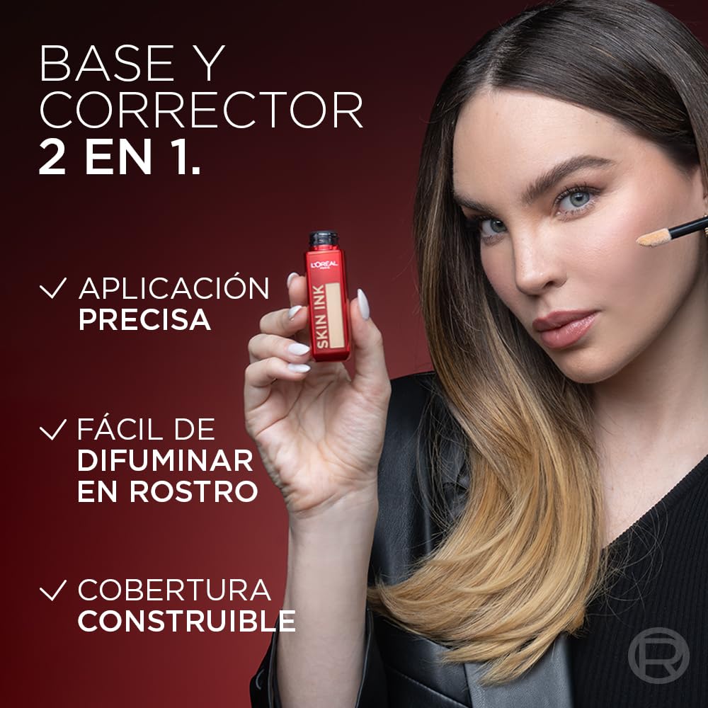 L'Oréal Paris Infallible Skin Ink Base y Corrector 2 en 1, Tono 270, 15 ml | Acabado mate, larga duración hasta por 48h, resistente a transferencias, textura ligera