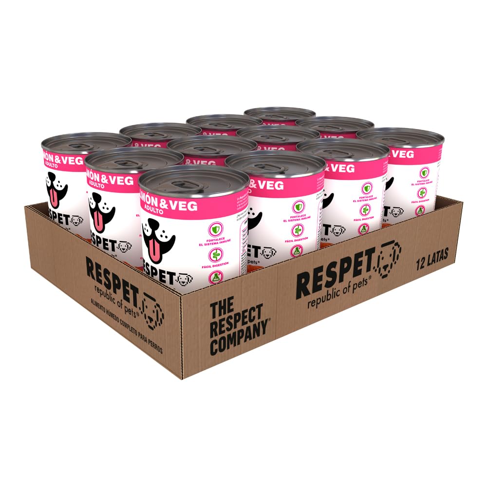 RESPET Alimento Húmedo Perro Adulto Salmón y Vegetales Sin Gluten 12 Latas 410g