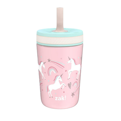 Zak Designs - Taza de paja para niños pequeños con diseño de unicornio de | última intervensión de BPA, acero inoxidable aislado, taza para beber, apto para vasos, apto para lavaplatos