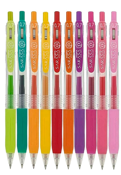 Zebra Set 10 Bolígrafos Sarasa Clip Tinta Gel Secado Rápido (Spring Set)