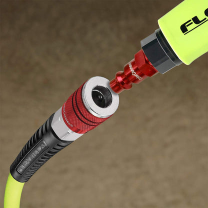 Flexzilla Air Hose with ColorConnex Industrial Type D Coupler and Plug, 3/8 in. x 25 ft, Heavy Duty, Lightweight, Hybrid, ZillaGreen - HFZ3825YW2-D