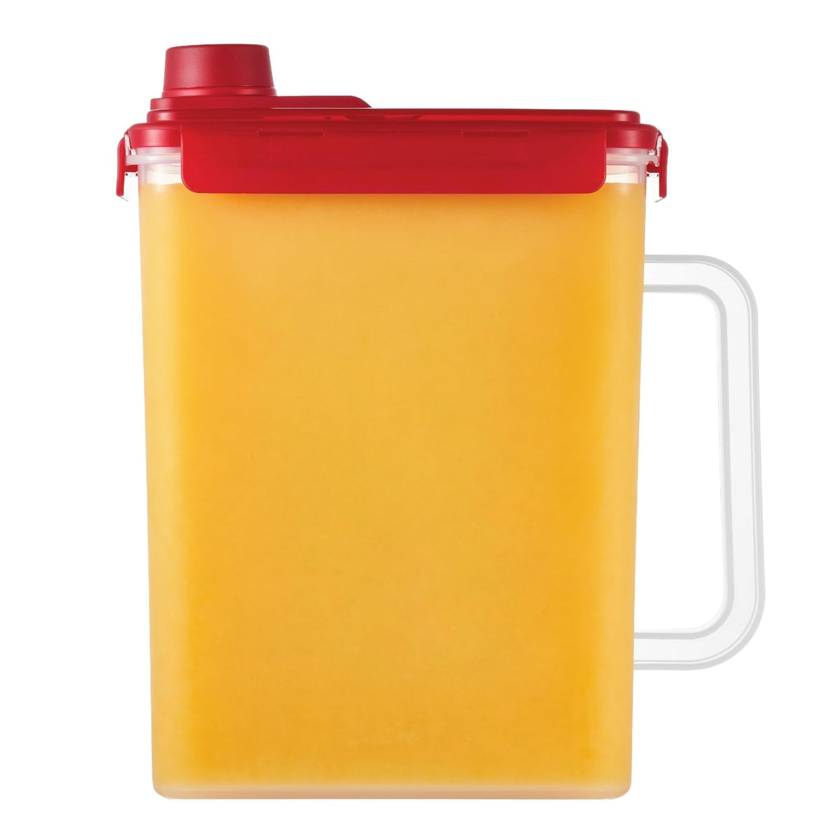 LocknLock - Jarra de agua para puerta de refrigerador, con asa, sin BPA, con tapa de rosca, perfecta para hacer tés y jugos, 1 galón, rojo