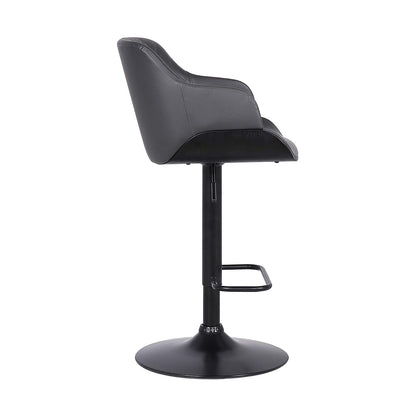 Armen Living LCTOSWBAWABL Toby Taburete Giratorio de Piel sintética, Ajustable, Negro, Cromo, Nogal