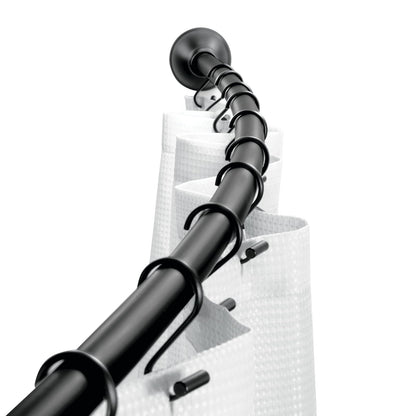 interDesign 79077 Wall Mounted Curved Bathroom Shower Curtain Rod Hardware Included, Adjustable, Matte Black, 41” x 72”