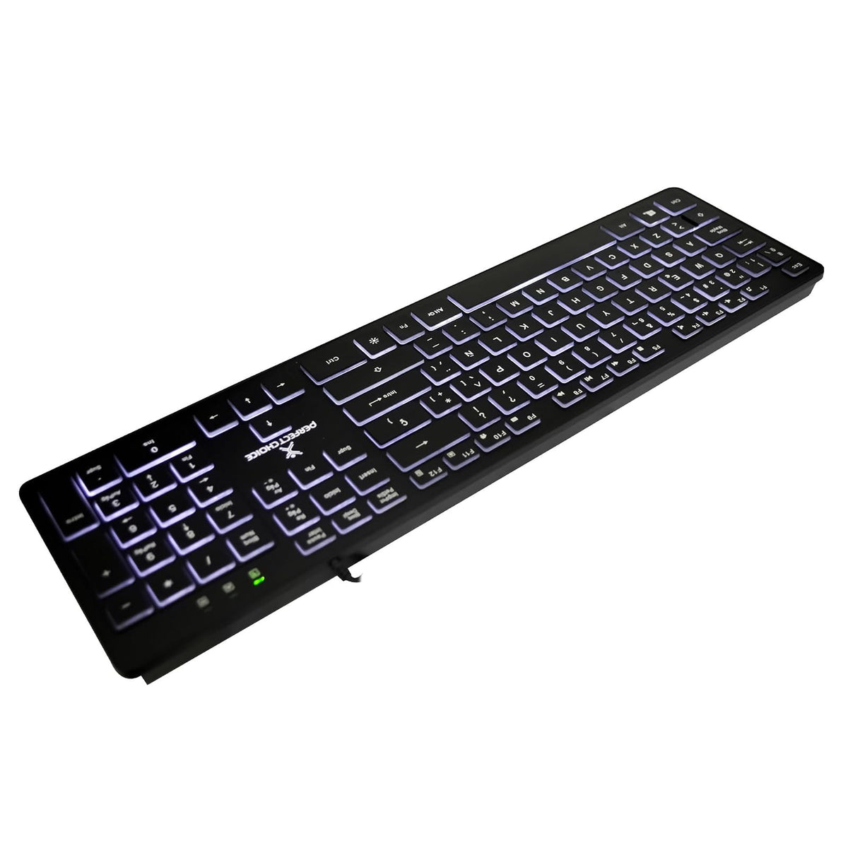 PERFECTCHOICE Teclado alámbrico Slim con iluminación Silencioso Backlight