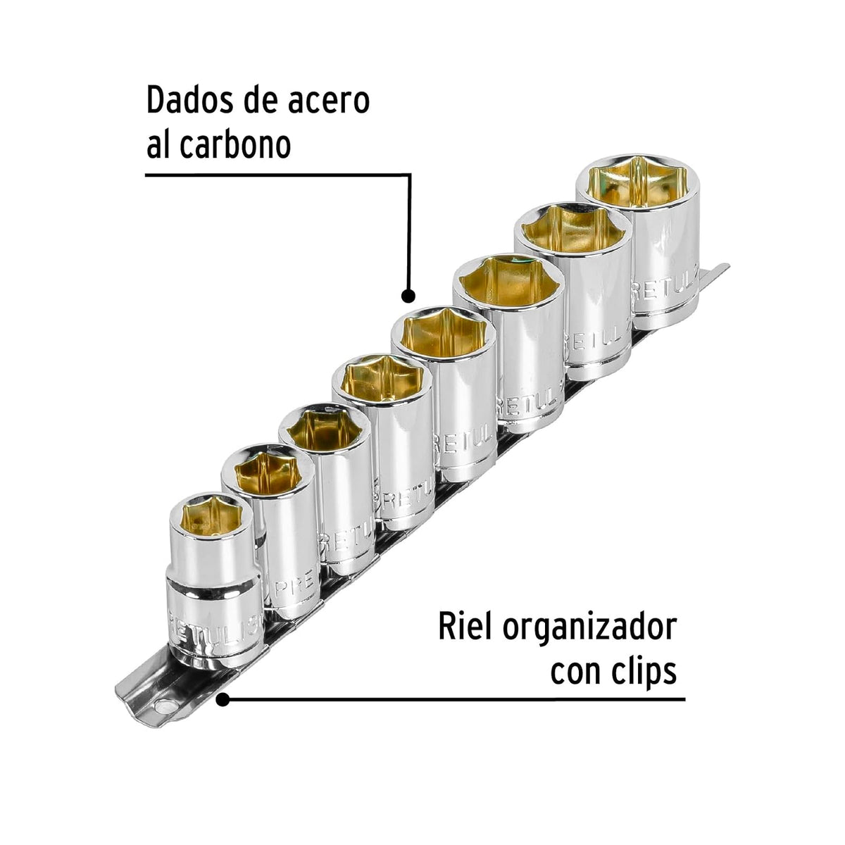 Pretul JD-1/2X9MM-P, Juego de 8 dados mm