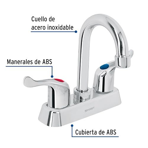Foset Basic MP-060P, Mezcladora plástica 4" cuello tipo bar para lavabo manerales de palanca