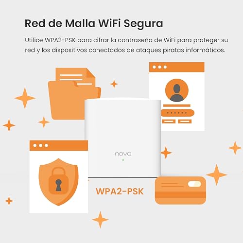 Tenda Nova MW5G (3 Pack) Sistema WiFi Mesh AC1200 Doble Banda, Cobertura hasta 280 m², Router Mesh Gigabit para 80 Dispositivos, Red WiFi para Toda la Casa, Reemplaza Router y Extensor