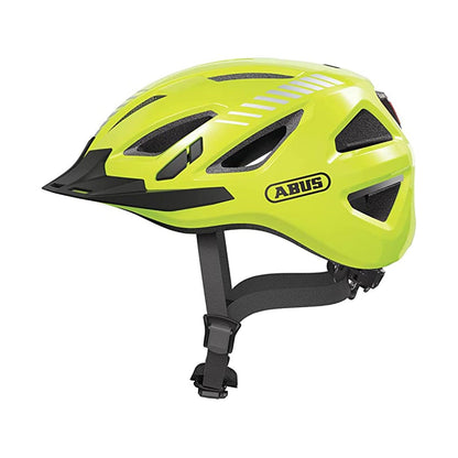 ABUS Stadthelm Urban-I 3.0 - Fahrradhelm mit Rücklicht, Schirm und Magnetverschluss - für Damen und Herren - M (52-58 cm) - Amarillo (signal yellow)