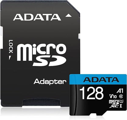 ADATA 128 GB Tarjeta de Memoria Micro SDXC con Adaptador Color Negro con Azul A1 (Clase 10)