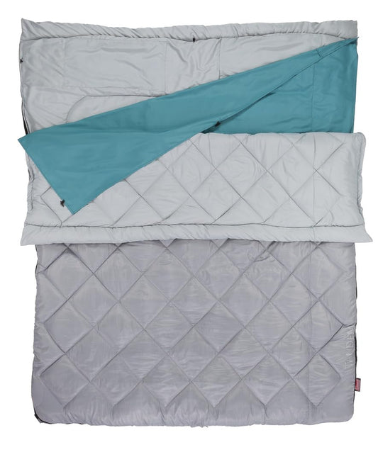 Coleman Saco de Dormir Doble de 16 °F, Saco de Dormir tamaño Queen XL con diseño Grande y Alto, 2 Sacos de Dormir con Cierre, Comodidad de 3 Capas con Cierre sin enganches y Saco de Cosas, Lavable a
