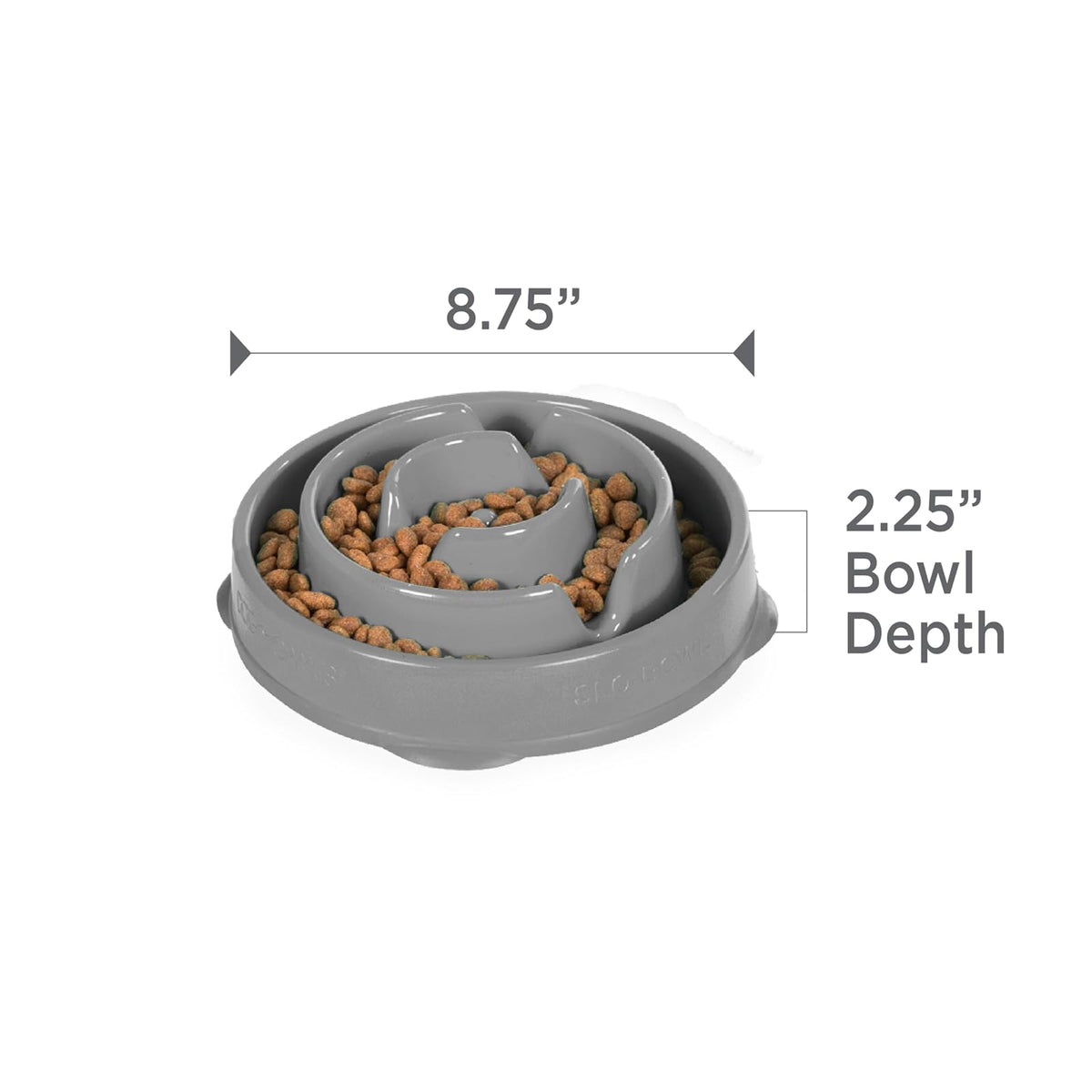 Outward Hound Fun Feeder Slo Bowl, Slow Feeder Dog Bowl, Medium, Grey