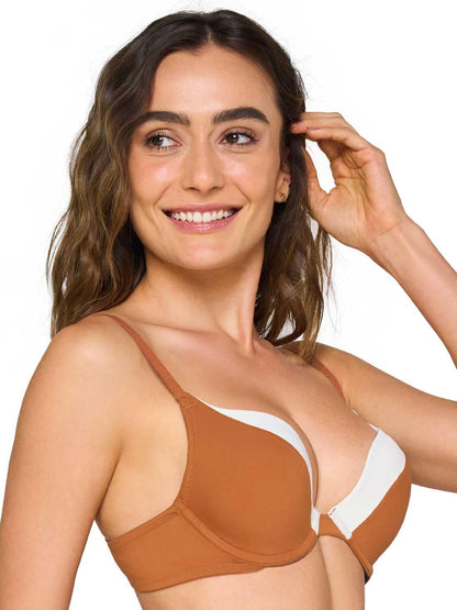 Ilusion Mujer Brasier Realza Busto Push Up Bra con Escote Profundo Copa Preformada y Varilla Bras para Escote en V 7926