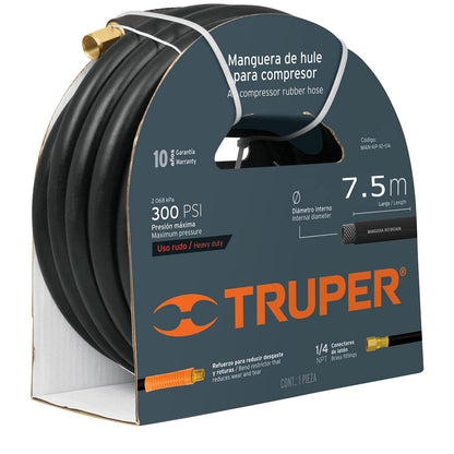 Truper Manguera para Alta Presión con Conexiones de Latón, para Herramienta Neumática - 7.5 m - 3 - 8"