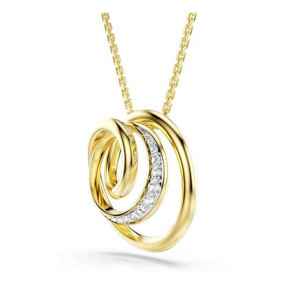 Collar de Swarovski Hyperbola, corte redondo, blanco, baño de oro