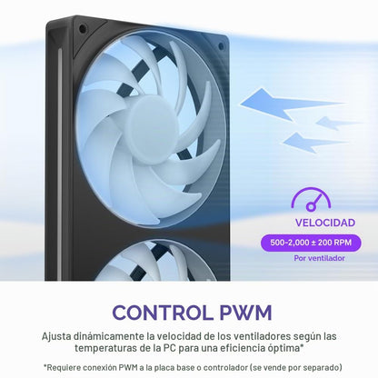 NZXT F280 RGB Core - Ventilador marco único de 280 mm, 2 unidades 140 mm, control de velocidad/iluminación; alta presión estática y flujo de aire, rodamientos dinámicos de fluidos, 8 LED aRGB, negro