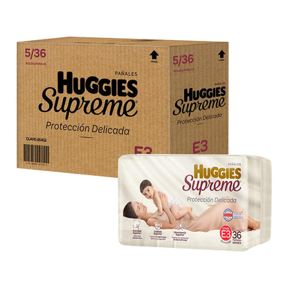 Huggies Supreme Pañal Desechable para Bebé, Etapa 3 Unisex, Caja con 180 Piezas, Ideales para Bebés de 7 a 10 kg