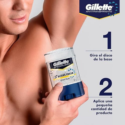 Gillette Gel Invisible Antitranspirante Specialized Active Fresh Sport Peak 82 g, 2 Unidades