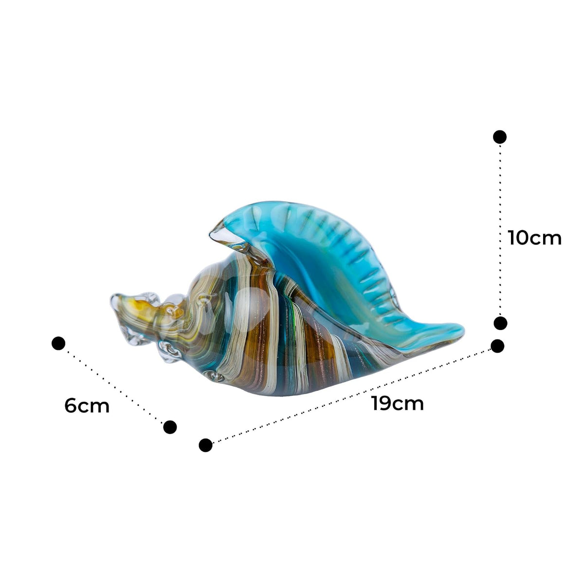 Running Caracol de Mar | Adornos para Sala, Oficina y Escritorio | Figura de Cristal | Rayas Azul y Café