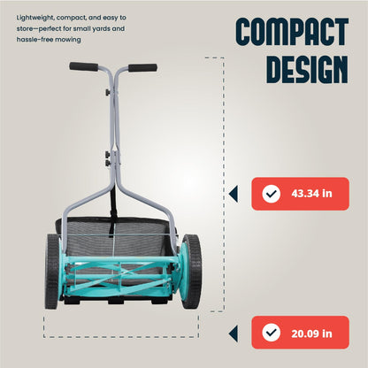 American Lawn Mower Company 1304-14GC Cortacésped con Carrete de Empuje de 5 Cuchillas de 14 Pulgadas con recogedor de zacate, Menta