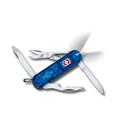 Victorinox Navaja Midnite Manager con Luz Led, Azul Transparente, 10 Usos