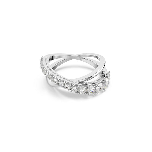 Swarovski Hyperbola Collection - Anillo de corte mixto, color blanco y plateado