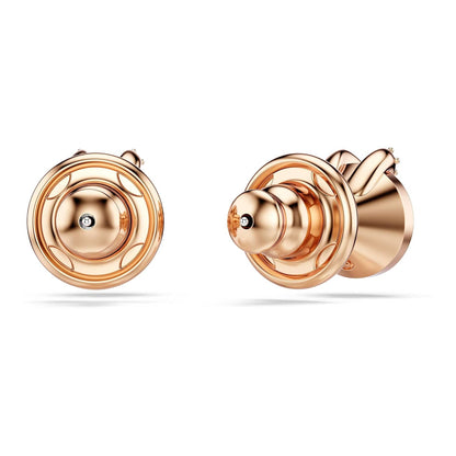 arete Swarovski Bella, corte redondo, pavé, rosa, baño en tono oro rosa