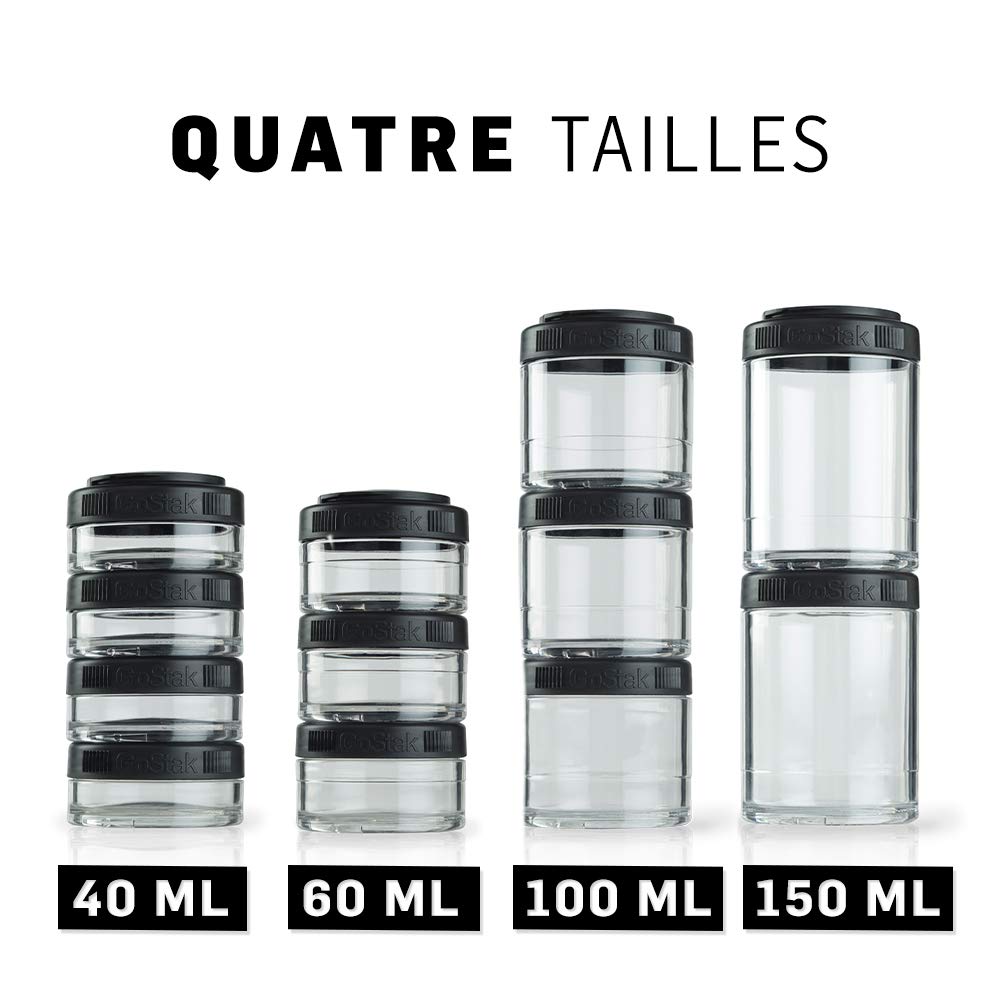 BlenderBottle GoStak - Contenedores de 150 cc, paquete de 2 unidades, color rosado, 100cc paquete de 3, Negro, 100cc 3-Pak, 1