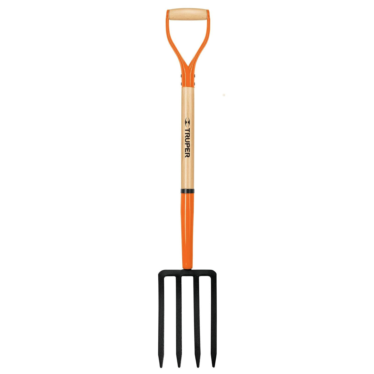 Truper BJ-4, Bieldo para jardín, 4 dientes, puño "Y", mango 30"