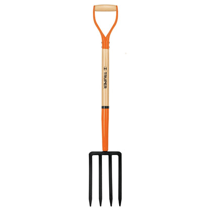 Truper BJ-4, Bieldo para jardín, 4 dientes, puño "Y", mango 30"