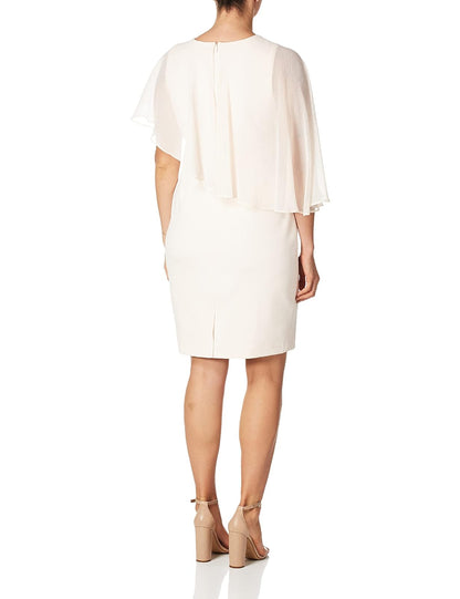 Calvin Klein Vestido de Gasa Popover Cape Sheath Vestido para Mujer