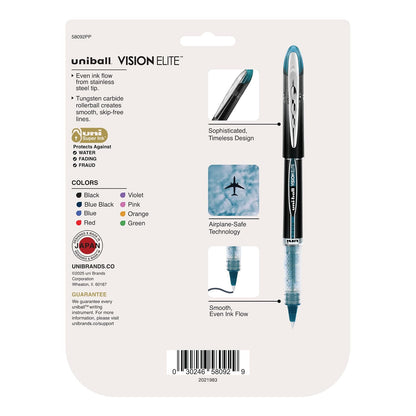 Sanford Uni-Ball Vision Elite Stick Micro Point Rollerball Pens, 0.5mm, 8 Colored Ink Pens (58092PP)