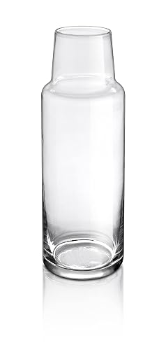 Borgonovo | Olimpia Juego de Botella y Vaso de Vidrio Polka para Mesa de Noche 1 l | Botellas de vidrio | Jarra de Vidrio | Jarra y Vaso | Para agua, jugo, leche, limonada.