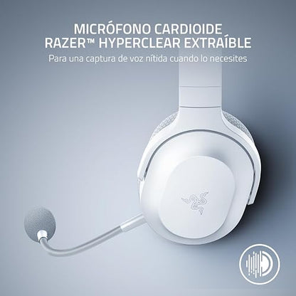 Razer Barracuda X Auriculares Gaming & Móviles Inalámbricos (PC, PlayStation, Switch, Android, iOS): 2.4GHz Inalámbrico + Bluetooth - Ligero - Drivers de 40mm - Micrófono Desmontable - Blanco Mercurio