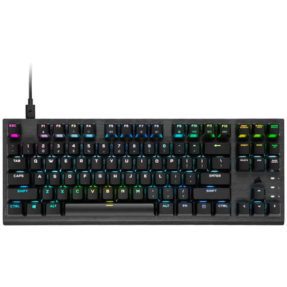 Corsair K60 PRO TKL RGB Teclado para Juegos Mecánico-Óptico sin Tornillos con Cable - Interruptores OPX - Tapas de Policarbonato - Compatible con iCUE - QWERTY ES - PC, Mac, Xbox - Negro