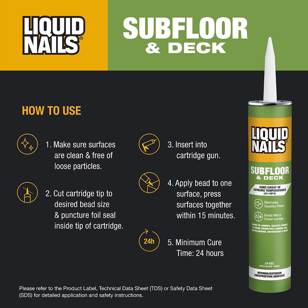 Liquid Nails LN902 VOC - calcomanía para subsuelos y construcción de 10 onzas