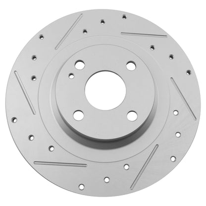 TRQ Juego de rotores de freno trasero ranurados y sólidos con recubrimiento G Compatible con Fiat 124 Spider 2017-2020 y Mazda MX-5 Miata 2016-2024