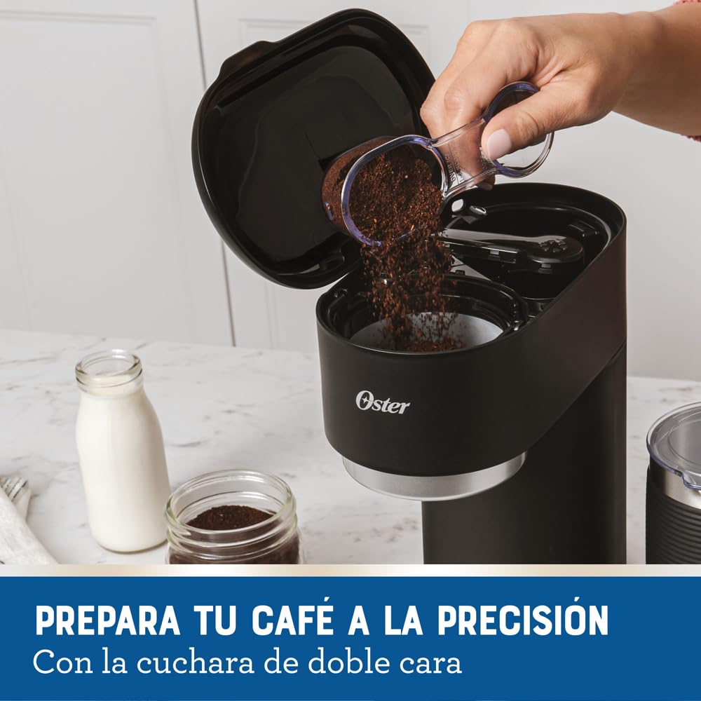 Oster® Cafetera Frappé 4 en 1, con espumador, para Café Helado, Granizado o Caliente, Negro, BVSTDC02B
