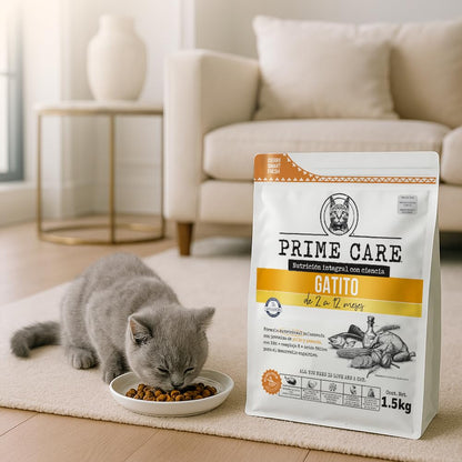 Prime Care Alimento para Gato 1.5 kg, Ideal para Gatitos de 2 a 12 Meses