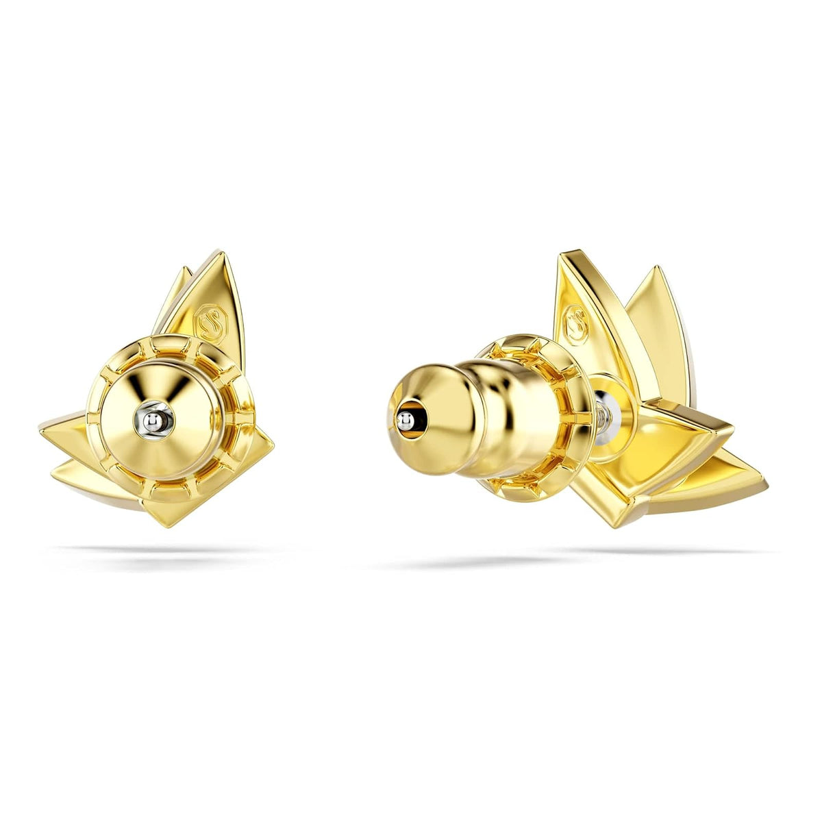 Swarovski Aretes de botón Idyllia Lilia, Mariposa, Blancos, Baño tono oro