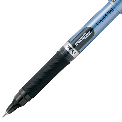 Pentel EnerGel Bolígrafo de Gel Líquido, Punta de Aguja, 0.5 mm, Cuerpo Azul Claro, Tinta Negra, Paquete con 6 Piezas, BLN15BP6-A