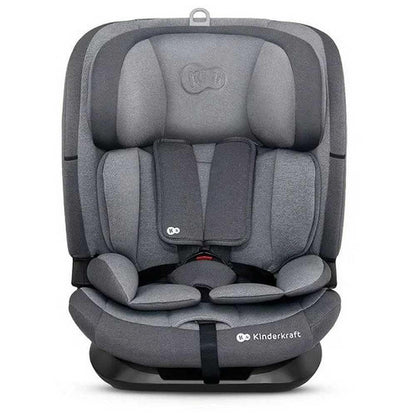Kinderkraft ONETO3 I-Size Autoasiento Isofix, Asiento de carro, Niños Grupo 1/2/3, 9-36 Kg, R129, Protectores Laterales, Top Tether, Ajustar con una Mano, Silla de Automóvil, Easy Grow System, Gris
