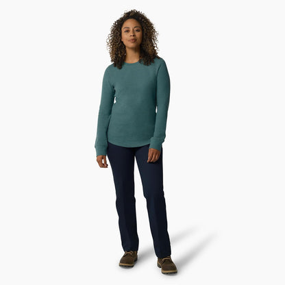 Dickies Camisa térmica de Manga Larga con Cuello Redondo Playera de Trabajo para Mujer