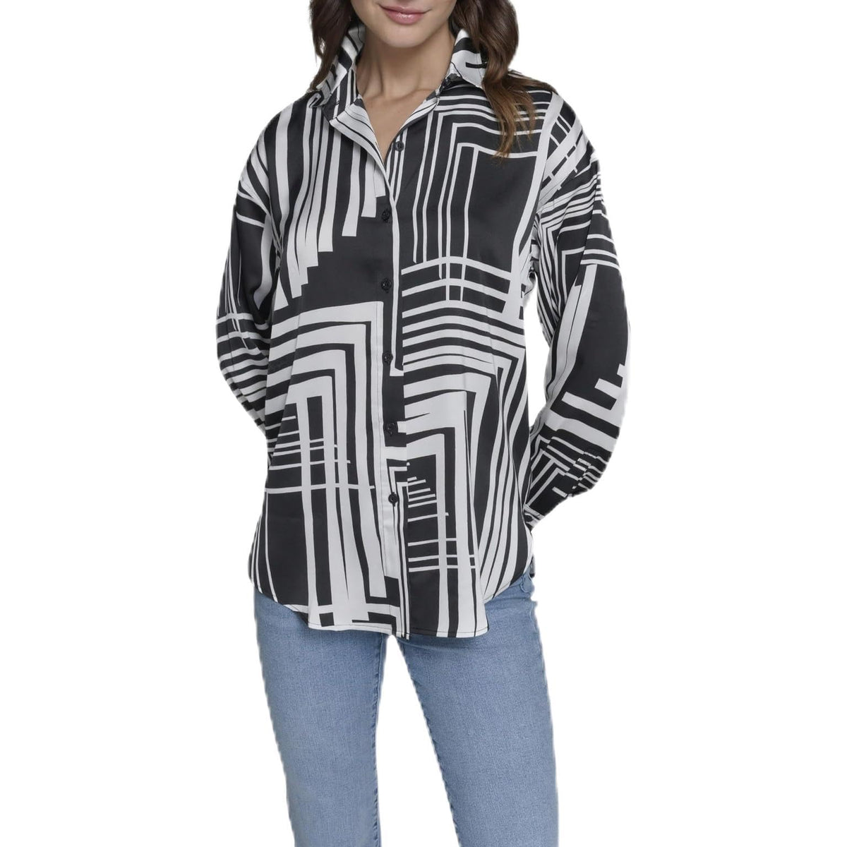 Karl Lagerfeld - Blusa de Manga Larga Suave para Mujer